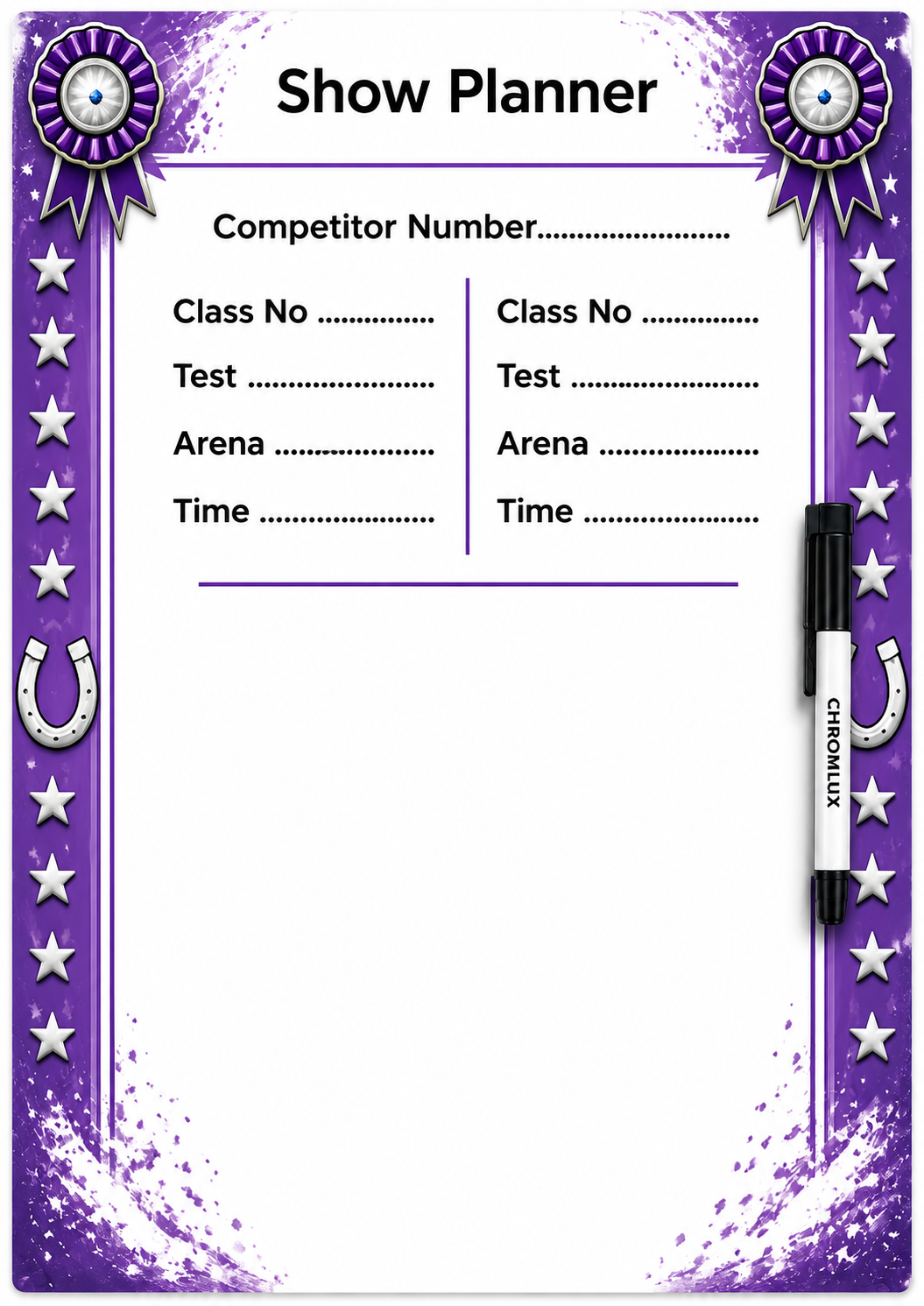Personalised Show Planner Whiteboard