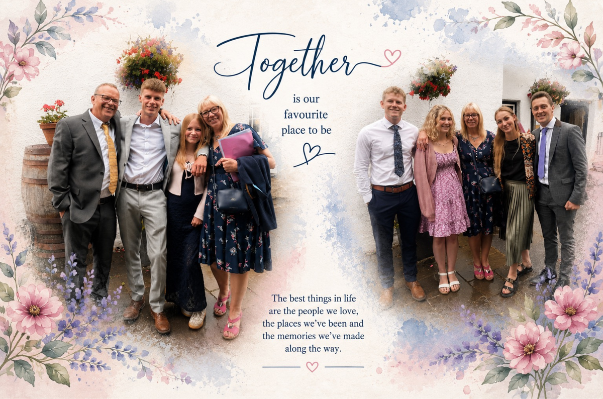 Custom Photo Montage with Themed Background | Photo Slate, Mug, Glass Panel or Laptray